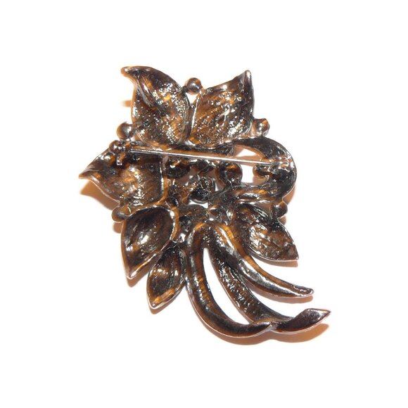 Vintage Rhinestone Flower Brooch - Picture 2 of 4